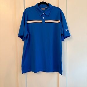 Ashworth Golf Shirt - Blue with White Stripe